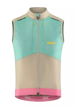 Pedaled colour-block zip-fastening vest - Neutrals