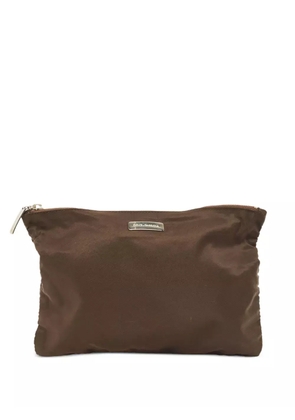 Dolce & Gabbana Pre-Owned logo-plaque zipper pouch - Brown