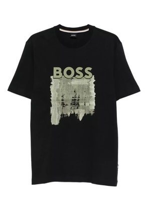 BOSS logo-print graphic T-shirt - Black