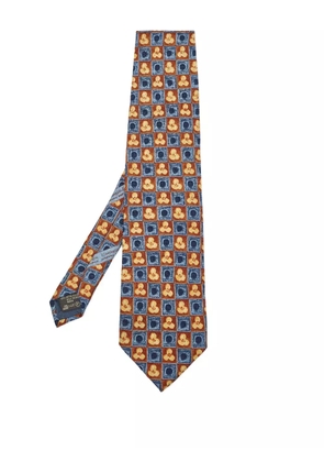 Ermenegildo Zegna Vintage floral-print checked tie - Blue