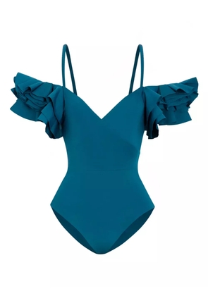 Maygel Coronel Blas ruffled swimsuit - Blue