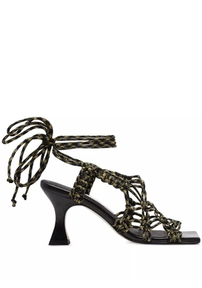 Miista 80mm Stephanie lace-up square-toe sandals - Black
