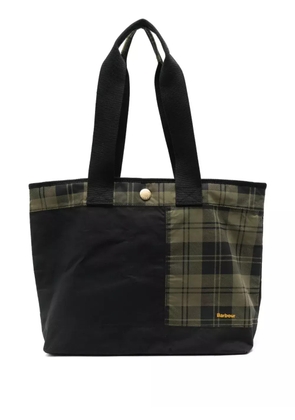 Barbour tartan-print panelled tote bag - Black