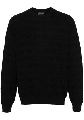 Emporio Armani link-stitch wool sweater - Black