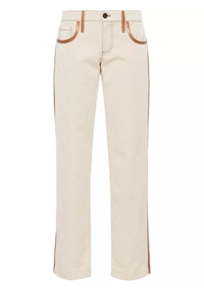 Miu Miu leather-trim canvas trousers - Neutrals
