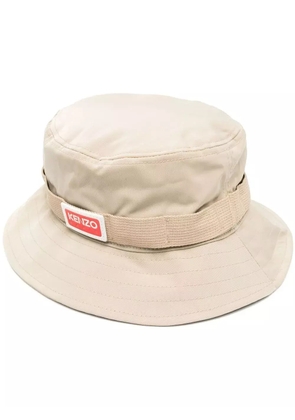 Kenzo side logo-patch detail bucket hat - Neutrals