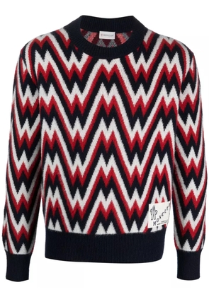 Moncler logo-patch patterned wool jumper - Red