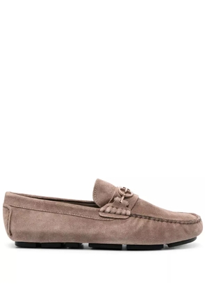 Baldinini logo-plaque suede loafers - Brown