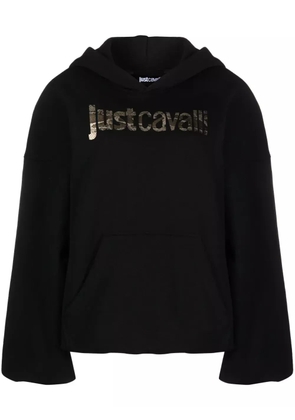 Just Cavalli logo-print cotton hoodie - Black