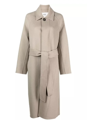 AMI Paris belted single-breasted coat - Neutrals