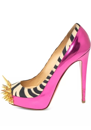 Christian Louboutin Pre-Owned 135mm spiked zebra-print pumps - Pink
