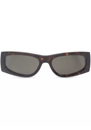 Saint Laurent Eyewear rectangle-framed tortoiseshell sunglasses - Brown