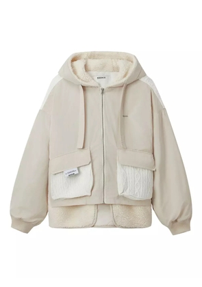 Musium Div. hooded cable-knit pocket jacket - Neutrals