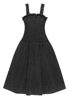 GANNI ruffle-detail midi dress - Black