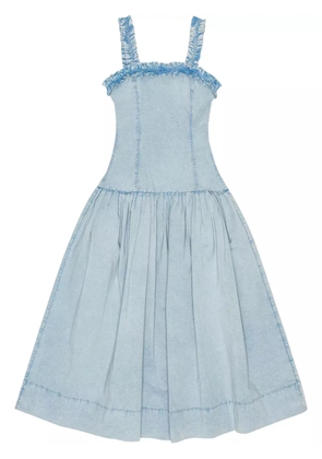 GANNI ruffle-detail midi dress - Blue