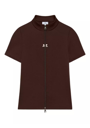 Courrèges zip-up collared T-shirt - Brown
