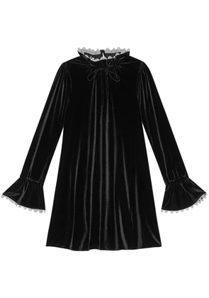 GANNI A-line velvet mini dress - Black