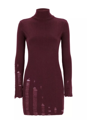 Laneus distressed knitted dress - Purple
