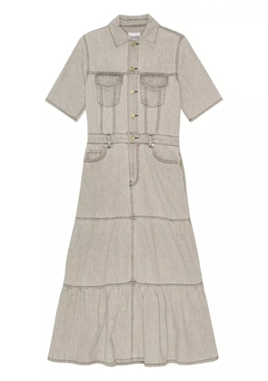 GANNI tiered denim maxi dress - Grey