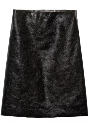 Prada cracked-effect leather midi skirt - Black