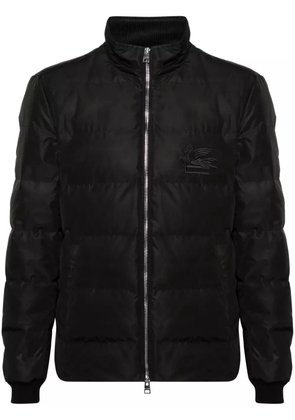 ETRO Pegaso-embroidered puffer jacket - Black