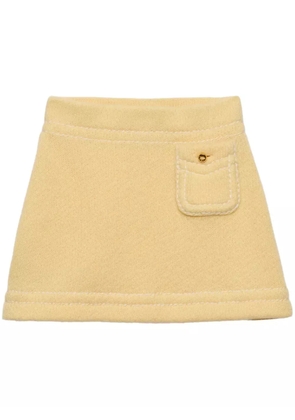 Prada triangle-logo cashmere miniskirt - Yellow