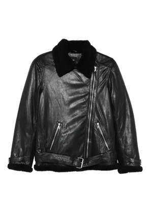 Superdry shearling-collar biker jacket - Black