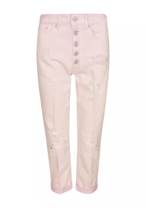 DONDUP distressed buttoned-fly cropped trousers - Pink