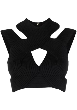 Balmain cut-out ribbed cropped top - Black