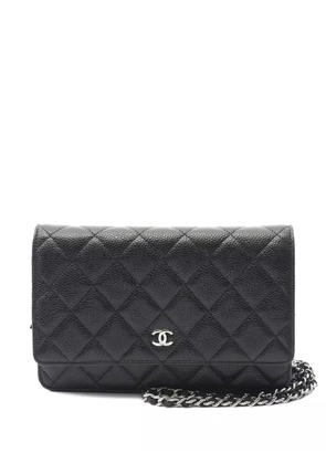 CHANEL Pre-Owned 2012-2013 matelassé chain wallet - Black