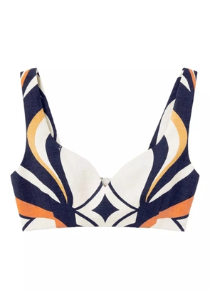 La DoubleJ abstract-print sweetheart top - Blue