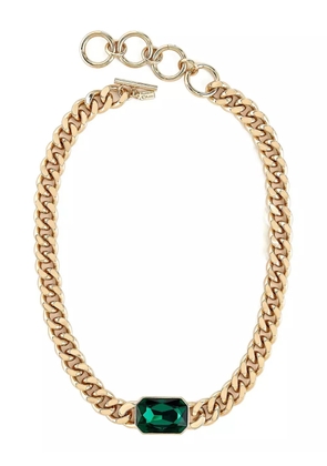 Kenneth Jay Lane curb-chain emerald necklace - Gold