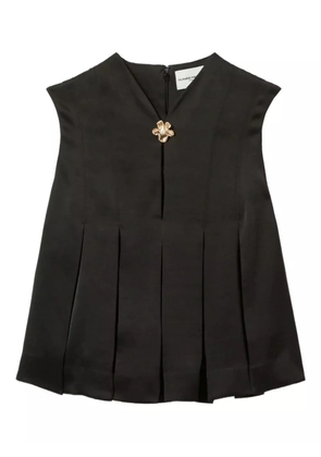 Claudie Pierlot pleated flower-embellished top - Black