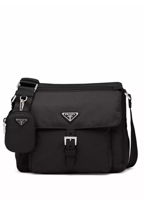 Prada Re-Nylon triangle logo-plaque shoulder bag - Black