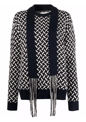 Jil Sander scarf-detail wool jumper - Blue