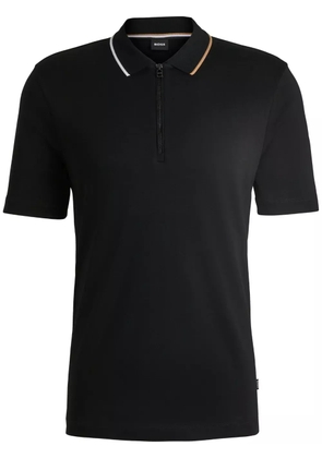 BOSS half-zip interlock-weave polo shirt - Black