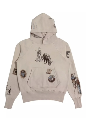 Samuel Zelig embroidered western hoodie - Neutrals