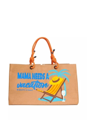 Brigitte graphic-print beach bag - Neutrals