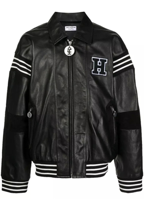 Honey Fucking Dijon patch-detail leather bomber jacket - Black