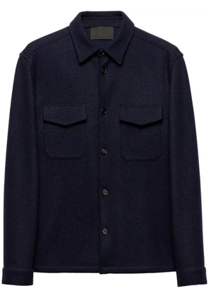 Prada triangle-logo wool shirt - Blue