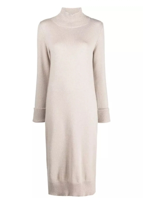 Eleventy funnel-neck knitted midi dress - Neutrals