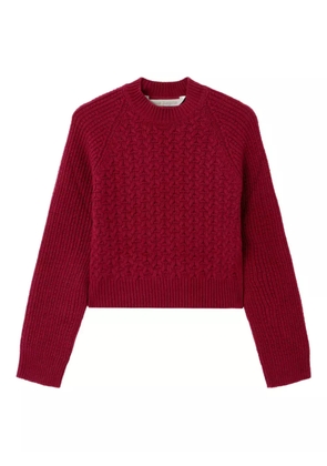 Palm Angels curved-logo ribbed-panel sweater - Red