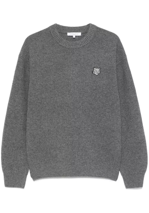 Maison Kitsuné Bold Fox Head-patch ribbed sweater - Grey