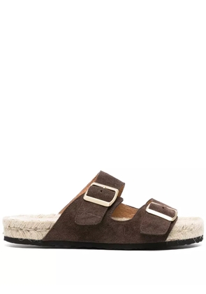 Manebi double-buckle flat espadrilles - Brown