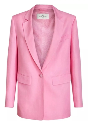 ETRO button-fastening linen-silk blazer - Pink