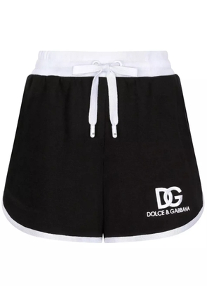 Dolce & Gabbana logo-embroidered drawstring-waistband shorts - Black