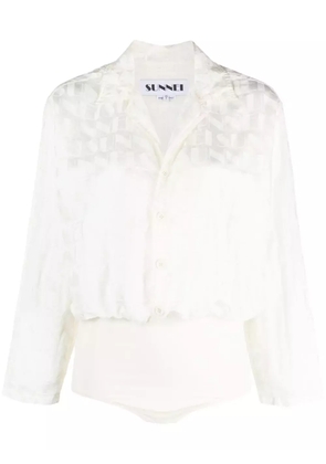 Sunnei logo-jacquard long-sleeve bodysuit - White