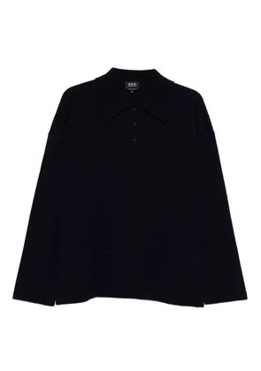 A.P.C. long-sleeves wool polo shirt - Blue