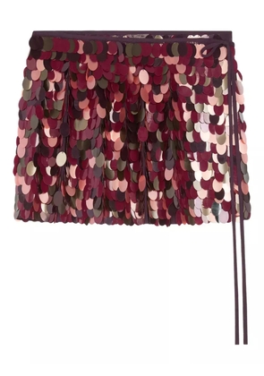DRIES VAN NOTEN sequin-embellished wrap skirt - Red