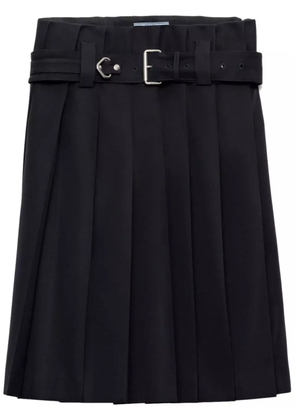 Prada belted pleated skirt - Blue